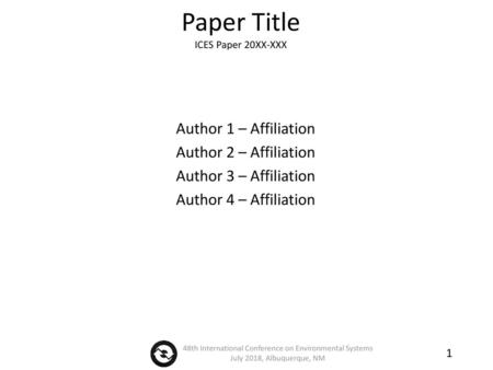 Paper Title ICES Paper 20XX-XXX