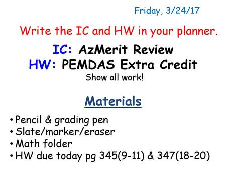 HW: PEMDAS Extra Credit