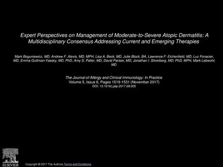 Expert Perspectives on Management of Moderate-to-Severe Atopic Dermatitis: A Multidisciplinary Consensus Addressing Current and Emerging Therapies  Mark.