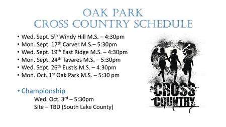 Oak Park Cross Country Schedule