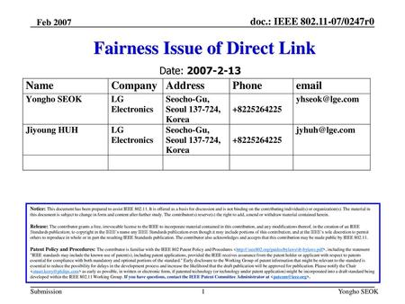 Fairness Issue of Direct Link