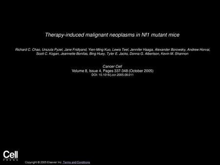 Therapy-induced malignant neoplasms in Nf1 mutant mice