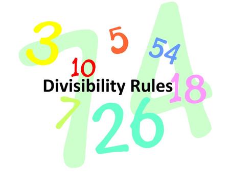 Divisibility Rules.