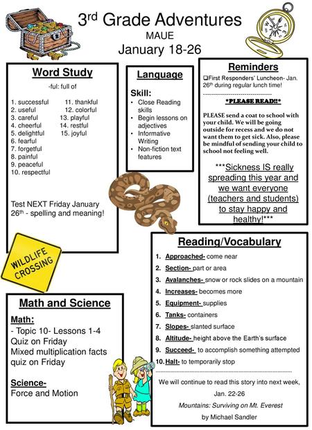 3rd Grade Adventures January Word Study Reading/Vocabulary