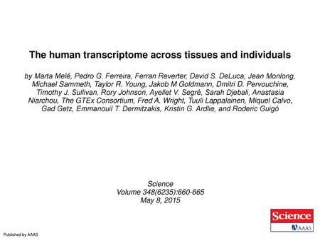 The human transcriptome across tissues and individuals