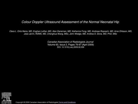 Colour Doppler Ultrasound Assessment of the Normal Neonatal Hip