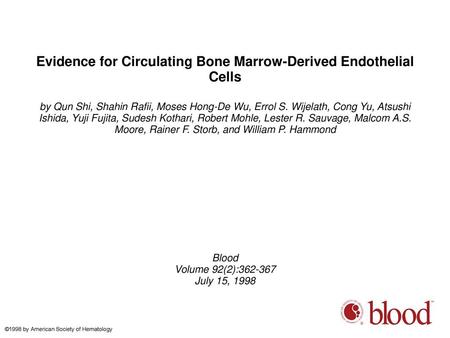 Evidence for Circulating Bone Marrow-Derived Endothelial Cells