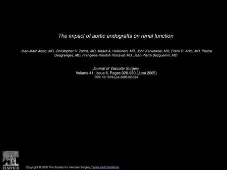 The impact of aortic endografts on renal function