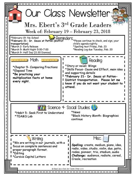 Mrs. Ebert’s 3rd Grade Leaders