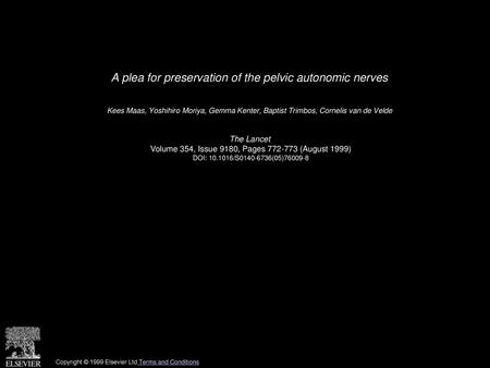 A plea for preservation of the pelvic autonomic nerves