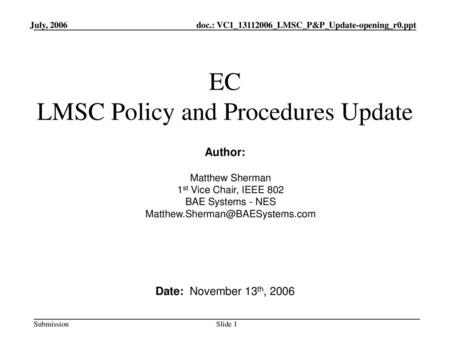 EC LMSC Policy and Procedures Update