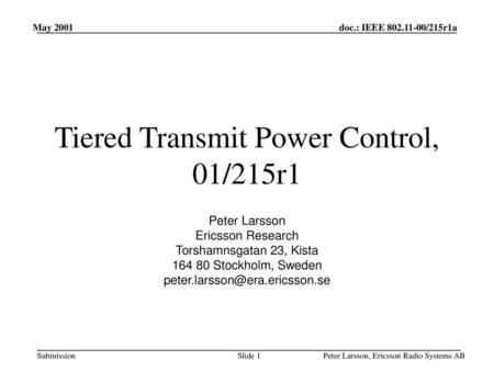 Tiered Transmit Power Control, 01/215r1