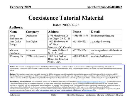 Coexistence Tutorial Material