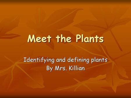 Identifying and defining plants By Mrs. Killian