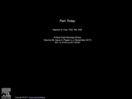 Pain Today Critical Care Nursing Clinics