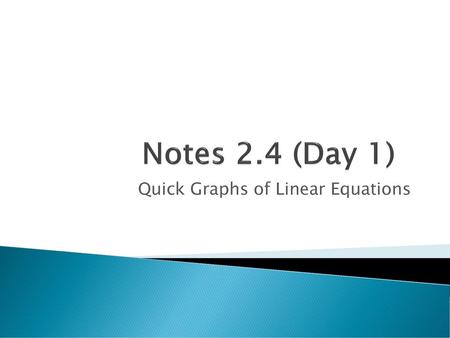 Quick Graphs of Linear Equations