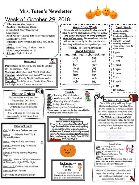 Mrs. Tuten’s Newsletter