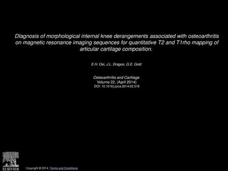 Osteoarthritis and Cartilage