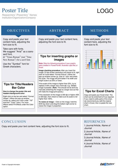 Tips for inserting graphs or images Tips for Title/Headers Bar Color