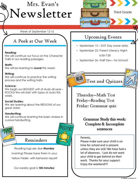 Grammar Study this week: Complete & Incomplete sentences