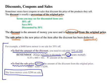 Discounts, Coupons and Sales