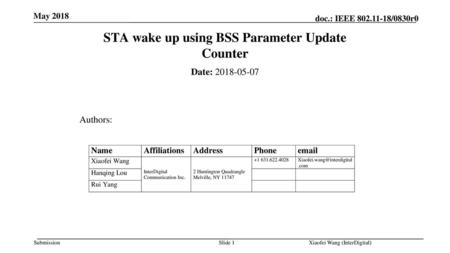 STA wake up using BSS Parameter Update Counter