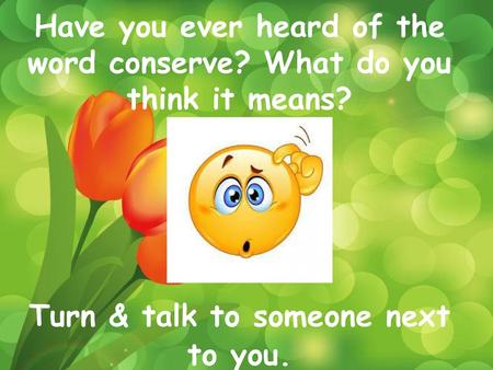 Have you ever heard of the word conserve? What do you think it means?