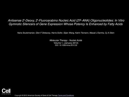 Molecular Therapy - Nucleic Acids