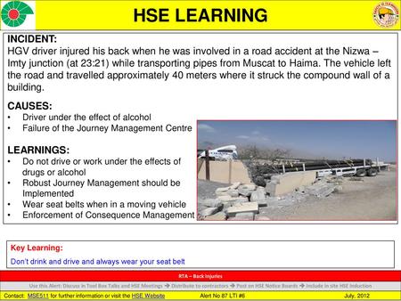 HSE LEARNING INCIDENT: