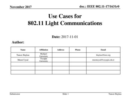 Use Cases for Light Communications