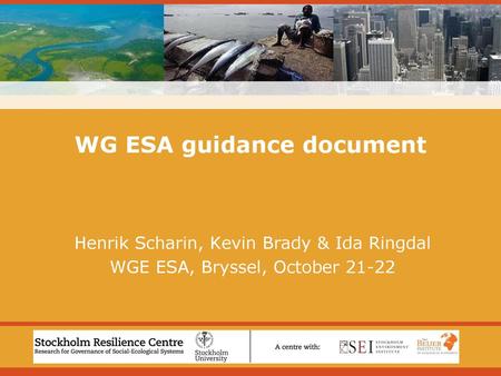 WG ESA guidance document