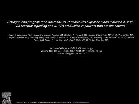 Estrogen and progesterone decrease let-7f microRNA expression and increase IL-23/IL- 23 receptor signaling and IL-17A production in patients with severe.