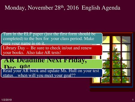 Monday, November 28th, 2016 English Agenda