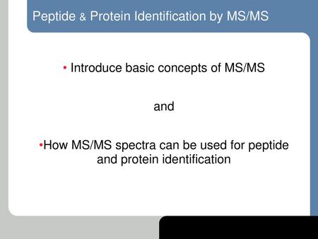 Peptide & Protein Identification by MS/MS