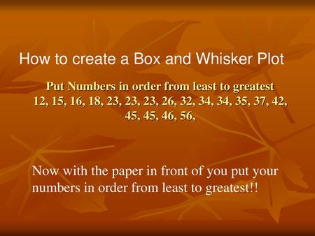 How to create a Box and Whisker Plot