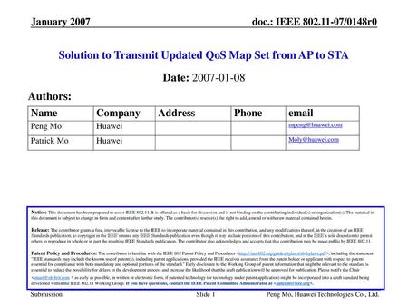 Solution to Transmit Updated QoS Map Set from AP to STA