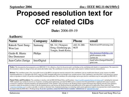 Proposed resolution text for CCF related CIDs