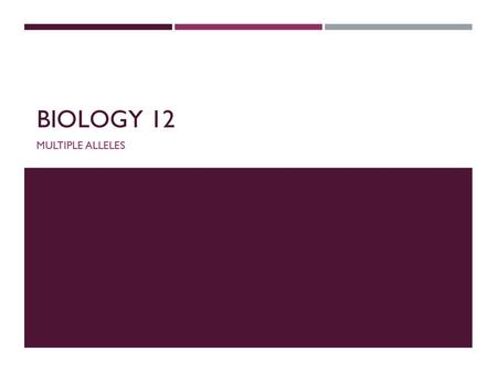 BIOLOGY 12 Multiple Alleles.