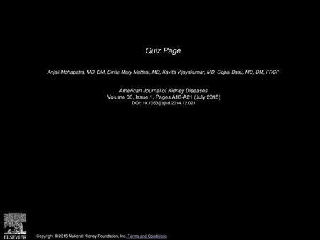 Quiz Page American Journal of Kidney Diseases