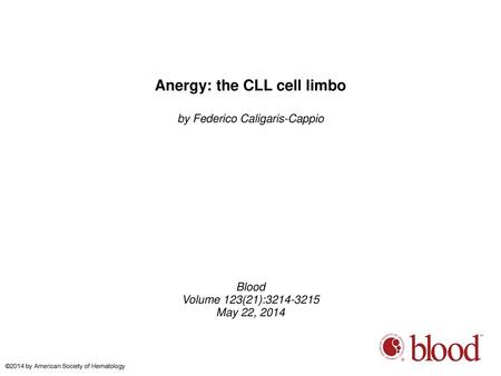 Anergy: the CLL cell limbo