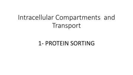 Intracellular Compartments and Transport