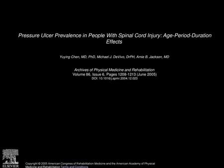 Yuying Chen, MD, PhD, Michael J. DeVivo, DrPH, Amie B. Jackson, MD 