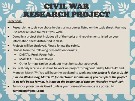 Civil War Research Project