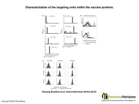 Characterization of the targeting units within the vaccine proteins.