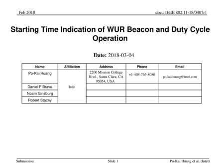 Starting Time Indication of WUR Beacon and Duty Cycle Operation