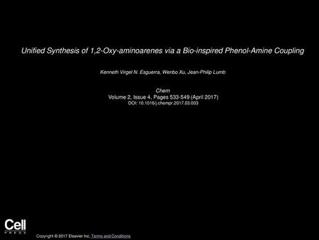 Kenneth Virgel N. Esguerra, Wenbo Xu, Jean-Philip Lumb  Chem 