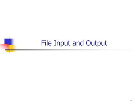 File Input and Output.