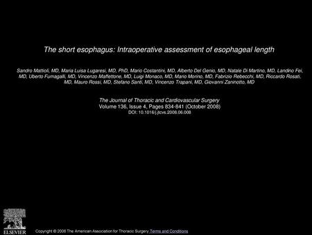 The short esophagus: Intraoperative assessment of esophageal length