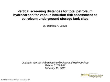 Quarterly Journal of Engineering Geology and Hydrogeology