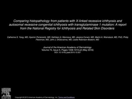 Comparing histopathology from patients with X-linked recessive ichthyosis and autosomal recessive congenital ichthyosis with transglutaminase 1 mutation: